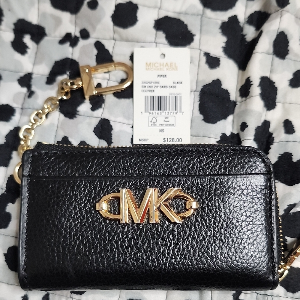 Michael Kors Black Card Holder with Gold Accents